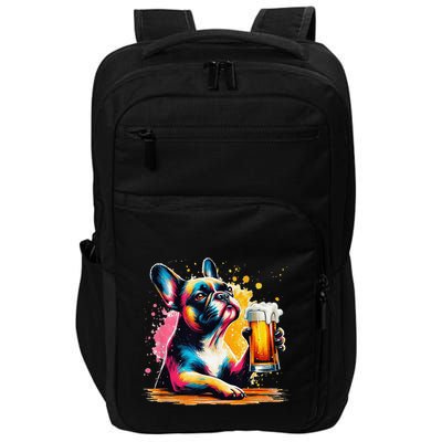 French Dog Beer Drinker Funny French Bulldog Impact Tech Backpack