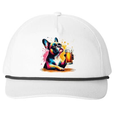 French Dog Beer Drinker Funny French Bulldog Snapback Five-Panel Rope Hat