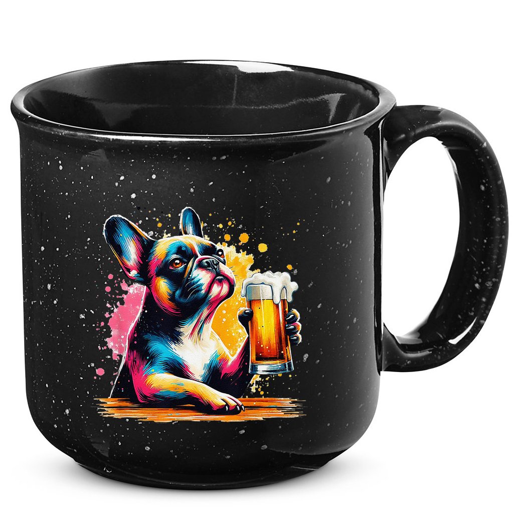French Dog Beer Drinker Funny French Bulldog 15oz Campfire Ceramic Mug