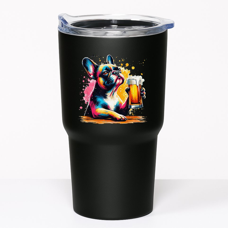 French Dog Beer Drinker Funny French Bulldog Tumbler