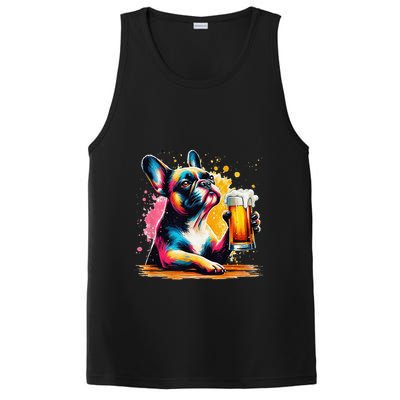 French Dog Beer Drinker Funny French Bulldog PosiCharge Competitor Tank