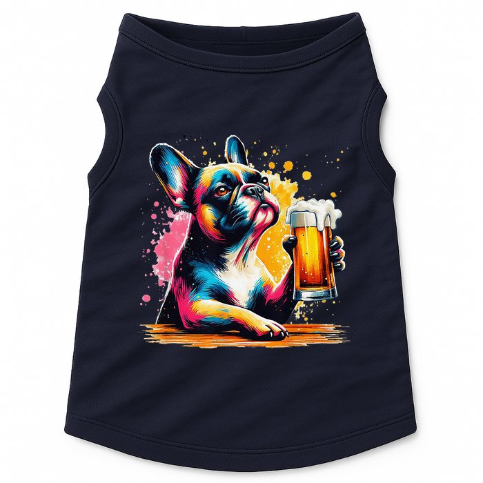 French Dog Beer Drinker Funny French Bulldog Doggie Tank