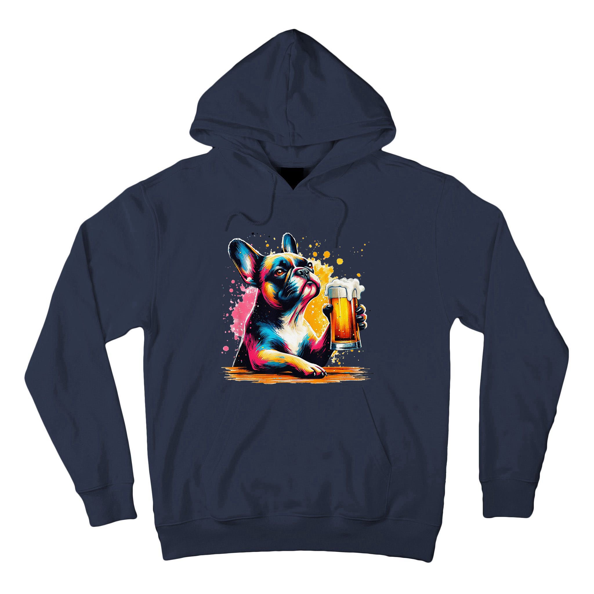 French Dog Beer Drinker Funny French Bulldog Tall Hoodie