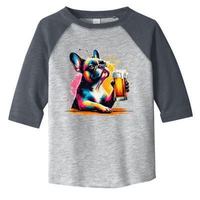 French Dog Beer Drinker Funny French Bulldog Toddler Fine Jersey T-Shirt