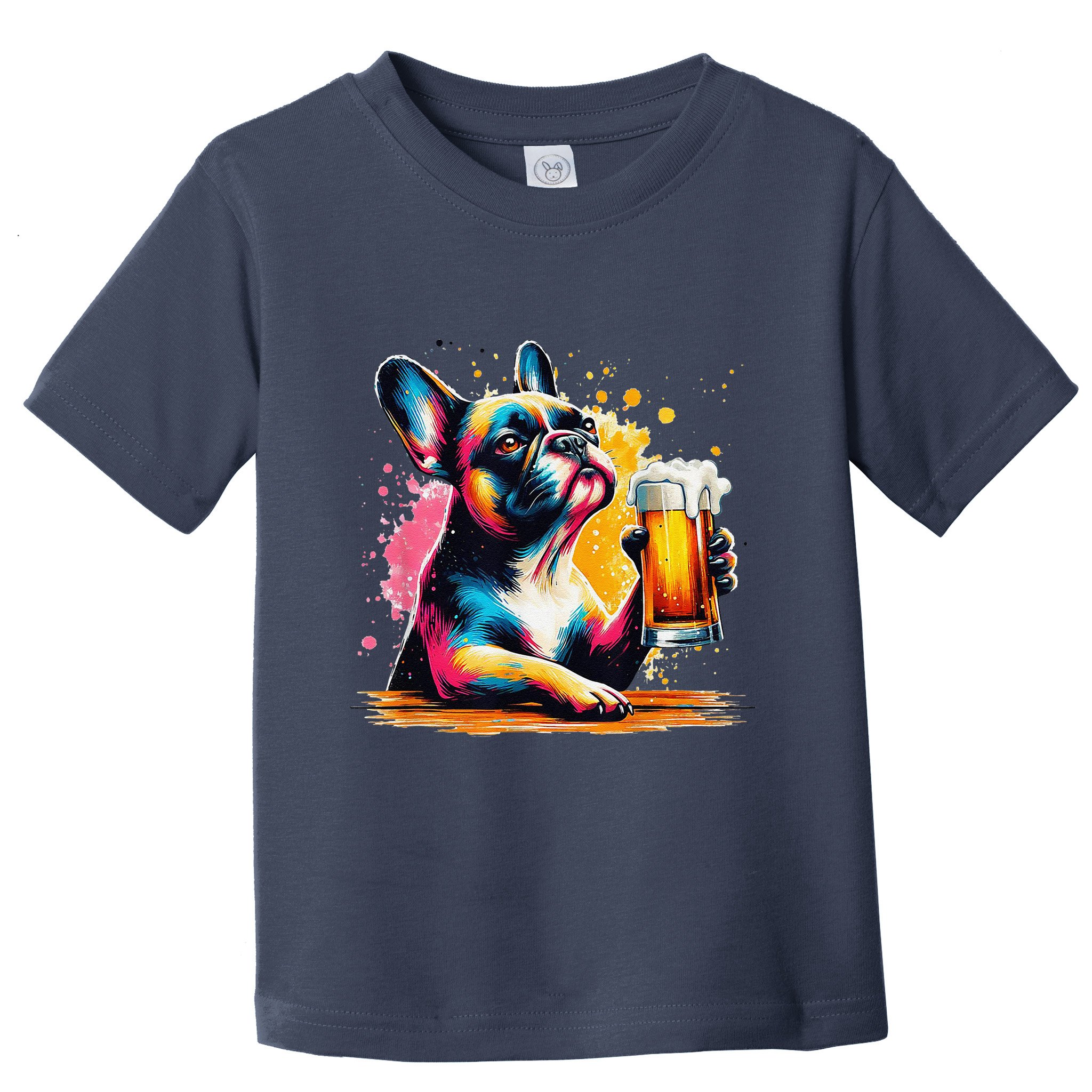 French Dog Beer Drinker Funny French Bulldog Toddler T-Shirt