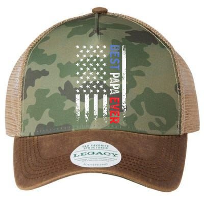 Fathers Day Best Papa Ever With US American Flag Legacy Tie Dye Trucker Hat