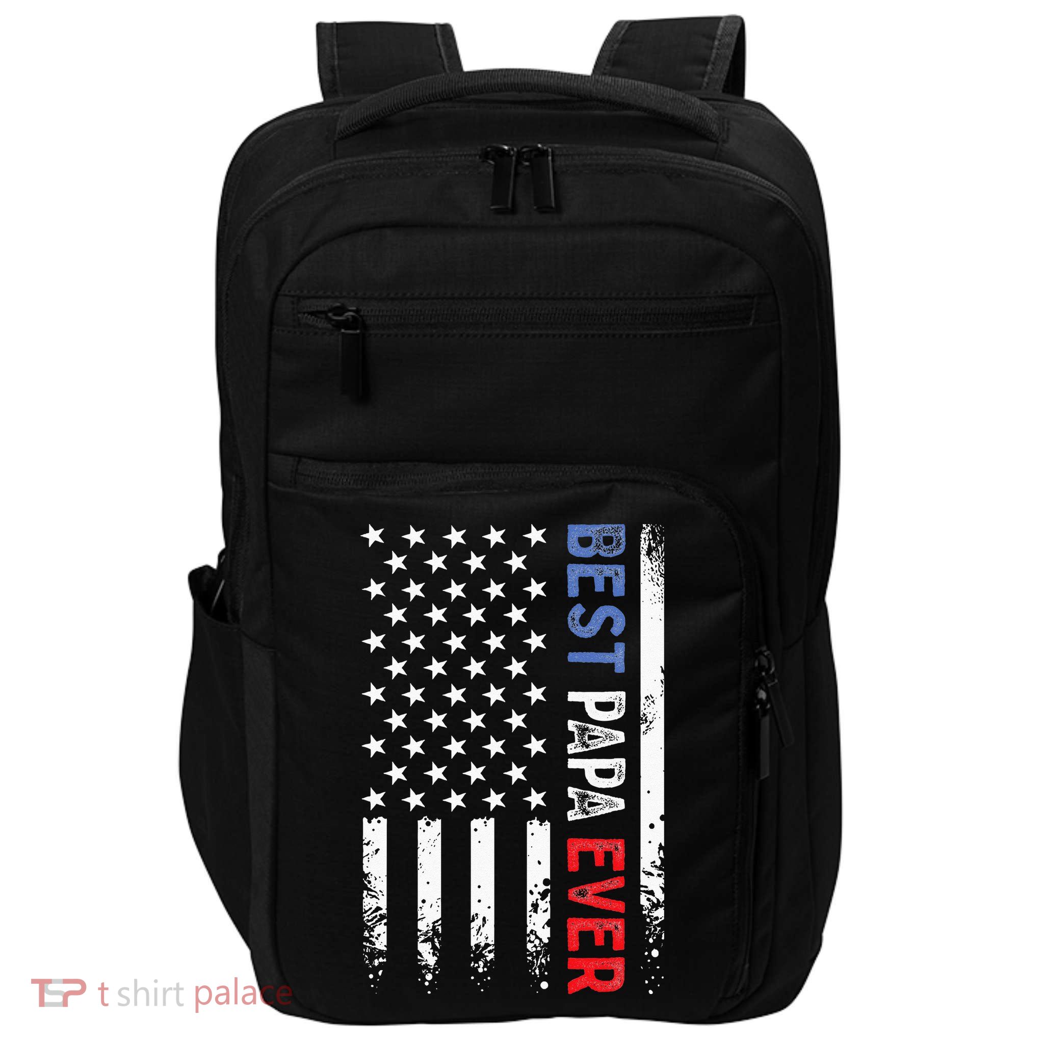 Fathers Day Best Papa Ever With US American Flag Impact Tech Backpack