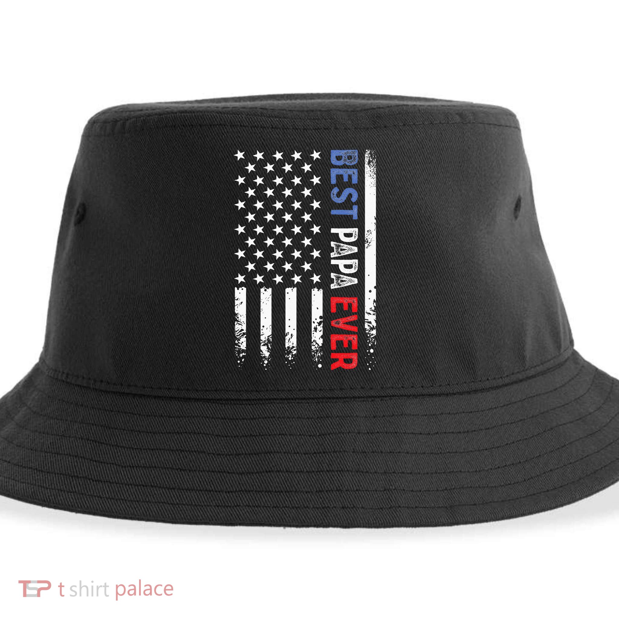 Fathers Day Best Papa Ever With US American Flag Sustainable Bucket Hat