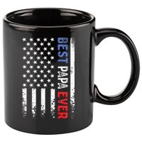 Fathers Day Best Papa Ever With US American Flag 11oz C Handle Ceramic Mug