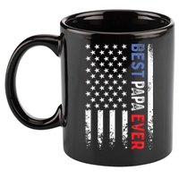 Fathers Day Best Papa Ever With US American Flag 11oz C Handle Ceramic Mug