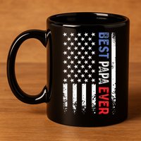 Fathers Day Best Papa Ever With US American Flag 11oz C Handle Ceramic Mug