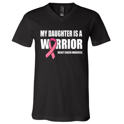 Funny Daughter Breast Cancer Breast Cancer Warrior V-Neck T-Shirt