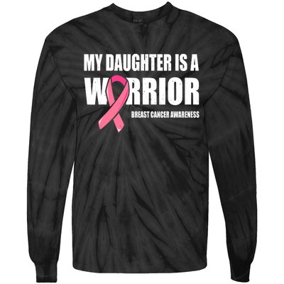 Funny Daughter Breast Cancer Breast Cancer Warrior Tie-Dye Long Sleeve Shirt