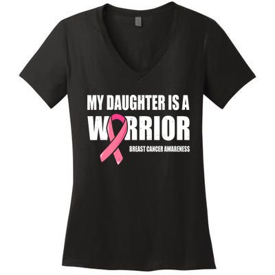 Funny Daughter Breast Cancer Breast Cancer Warrior Women's V-Neck T-Shirt