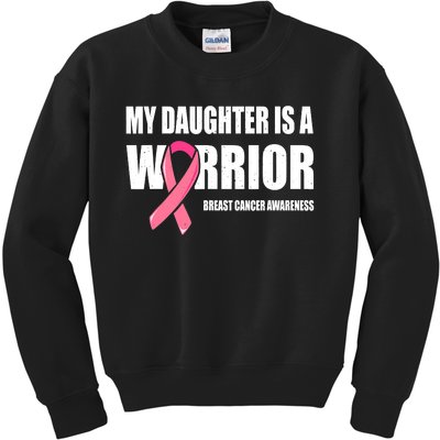 Funny Daughter Breast Cancer Breast Cancer Warrior Kids Sweatshirt