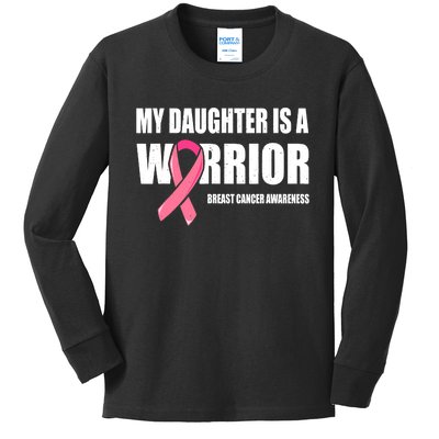 Funny Daughter Breast Cancer Breast Cancer Warrior Kids Long Sleeve Shirt