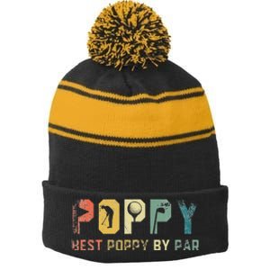 Father's Day Best Poppy By Par Golf Gifts For Dad Grandpa Stripe Pom Pom Beanie