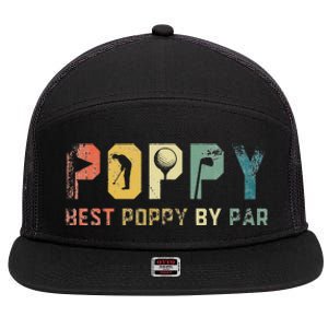 Father's Day Best Poppy By Par Golf Gifts For Dad Grandpa 7 Panel Mesh Trucker Snapback Hat