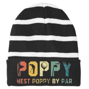 Father's Day Best Poppy By Par Golf Gifts For Dad Grandpa Striped Beanie with Solid Band