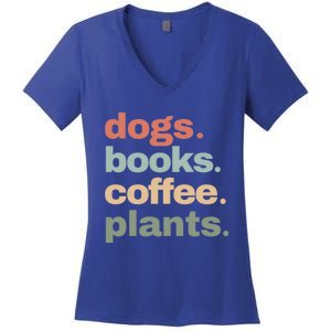 Funny Dogs Books Coffee Plant Lover Gardening Mothers Day Gift Women's V-Neck T-Shirt