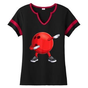 Funny Dab Bowling Ball Bowler Bowling Player Ladies Halftime Notch Neck Tee