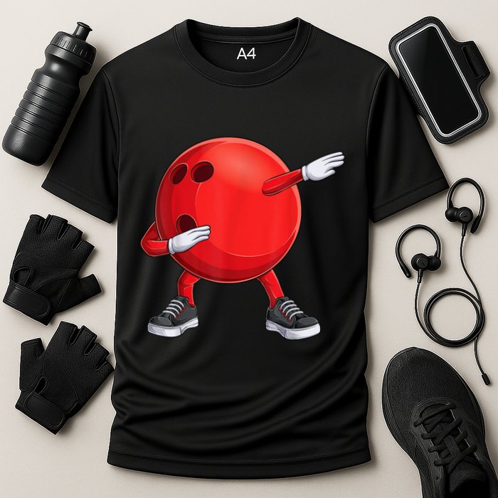 Funny Dab Bowling Ball Bowler Bowling Player Cooling Performance Crew T-Shirt