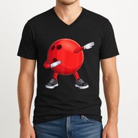 Funny Dab Bowling Ball Bowler Bowling Player V-Neck T-Shirt