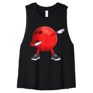 Funny Dab Bowling Ball Bowler Bowling Player Women's Racerback Cropped Tank