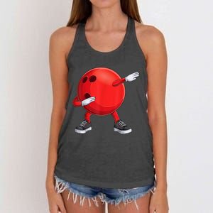 Funny Dab Bowling Ball Bowler Bowling Player Women's Knotted Racerback Tank