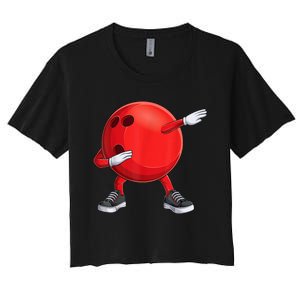 Funny Dab Bowling Ball Bowler Bowling Player Women's Crop Top Tee