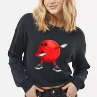 Funny Dab Bowling Ball Bowler Bowling Player Cropped Pullover Crew