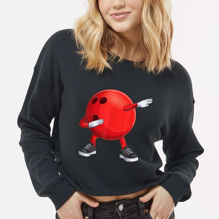Funny Dab Bowling Ball Bowler Bowling Player Cropped Pullover Crew