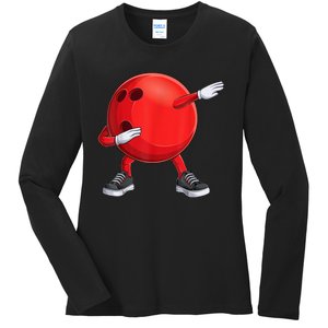 Funny Dab Bowling Ball Bowler Bowling Player Ladies Long Sleeve Shirt