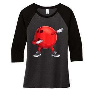 Funny Dab Bowling Ball Bowler Bowling Player Women's Tri-Blend 3/4-Sleeve Raglan Shirt