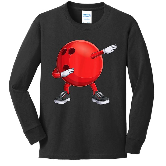 Funny Dab Bowling Ball Bowler Bowling Player Kids Long Sleeve Shirt