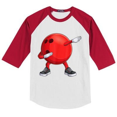 Funny Dab Bowling Ball Bowler Bowling Player Kids Colorblock Raglan Jersey