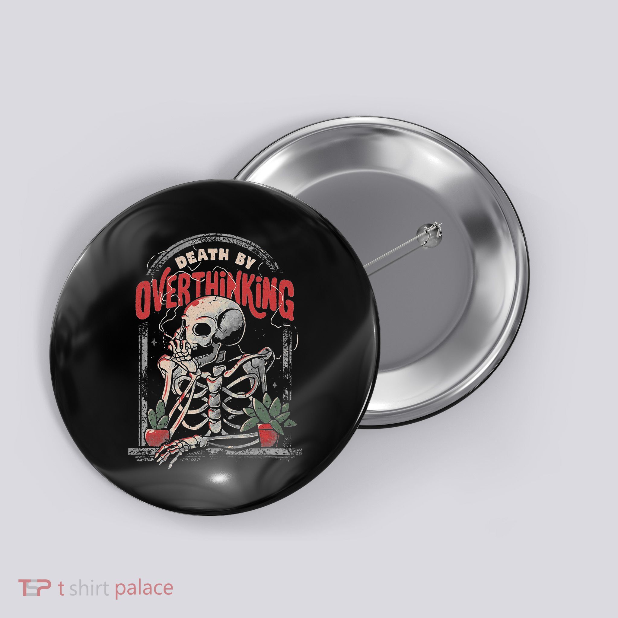 Funny Death By Overthinking Halloween Costume Men Women Button