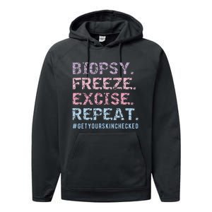 Funny Dermatologist Biopsy Freeze Excise Repeat Dermatology Performance Fleece Hoodie