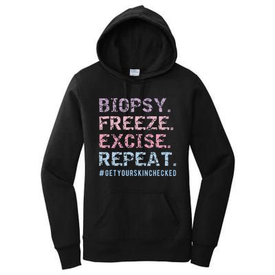 Funny Dermatologist Biopsy Freeze Excise Repeat Dermatology Women's Pullover Hoodie