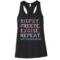 Funny Dermatologist Biopsy Freeze Excise Repeat Dermatology Women's Racerback Tank