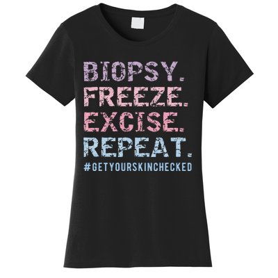 Funny Dermatologist Biopsy Freeze Excise Repeat Dermatology Women's T-Shirt