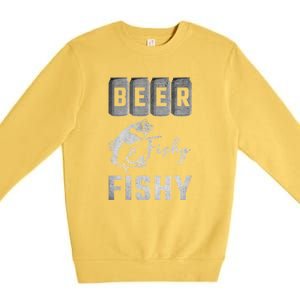 Father's Day Beer Fishy Fishy Fishing Gift Fishing Rod Premium Crewneck Sweatshirt