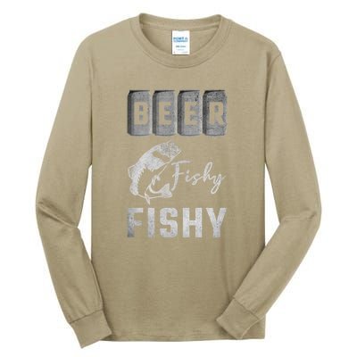 Father's Day Beer Fishy Fishy Fishing Gift Fishing Rod Tall Long Sleeve T-Shirt