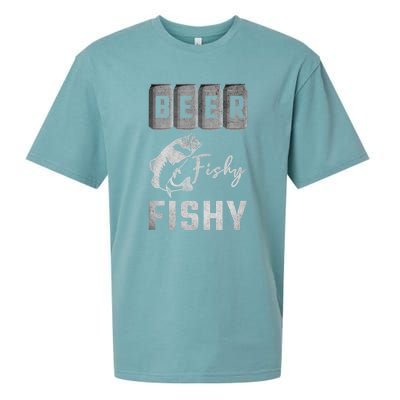 Father's Day Beer Fishy Fishy Fishing Gift Fishing Rod Sueded Cloud Jersey T-Shirt