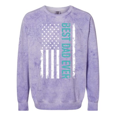 Fathers Day Best Dad Ever With US American Flag Colorblast Crewneck Sweatshirt