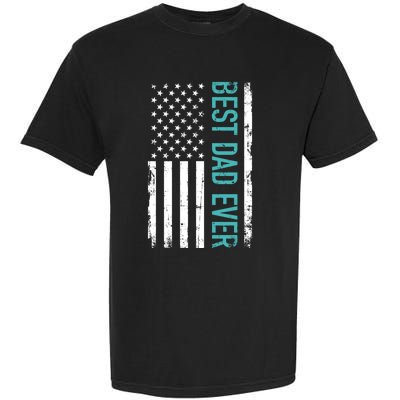 Fathers Day Best Dad Ever With US American Flag Garment-Dyed Heavyweight T-Shirt