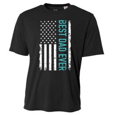 Fathers Day Best Dad Ever With US American Flag Cooling Performance Crew T-Shirt