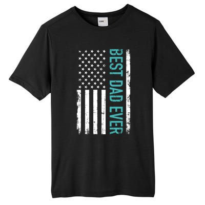 Fathers Day Best Dad Ever With US American Flag Tall Fusion ChromaSoft Performance T-Shirt