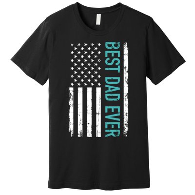 Fathers Day Best Dad Ever With US American Flag Premium T-Shirt