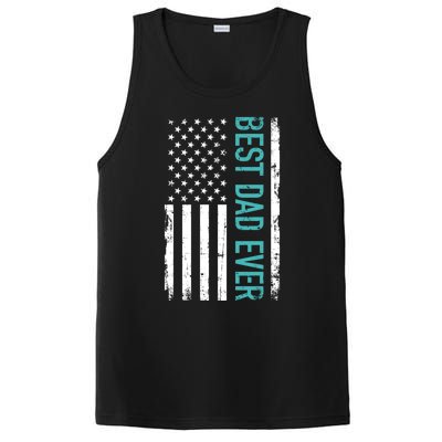 Fathers Day Best Dad Ever With US American Flag PosiCharge Competitor Tank